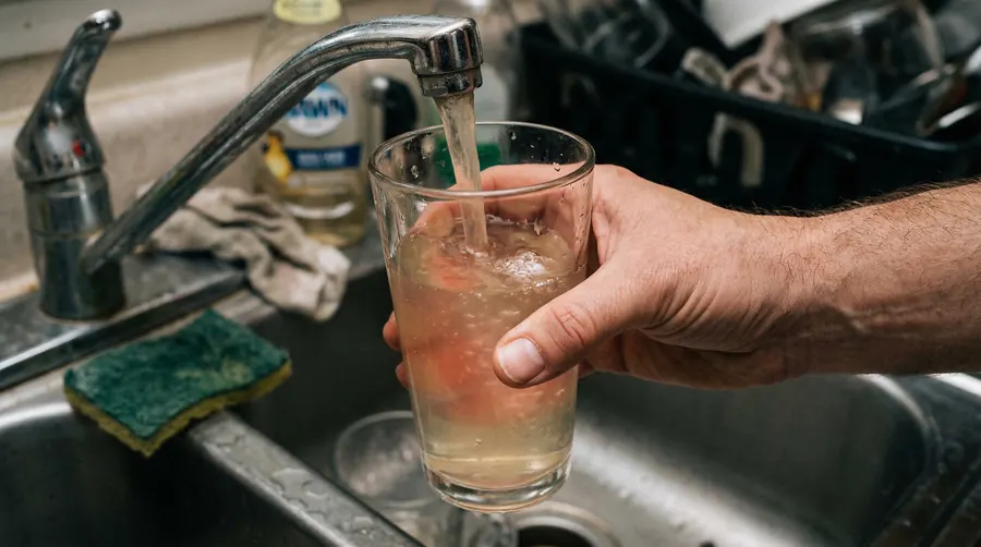 Contaminated tap water being tested