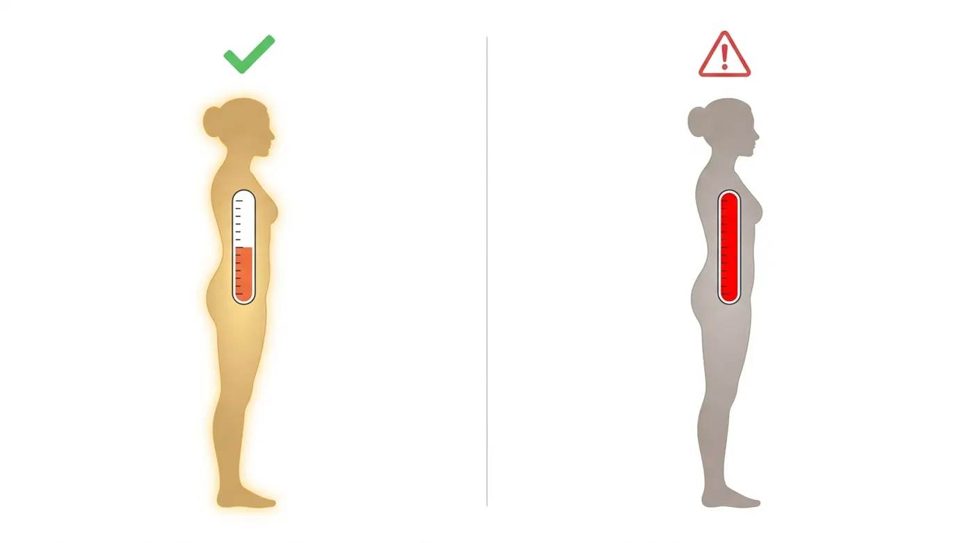 Split-screen comparison: two female silhouettes with toxin accumulation gauges — one half-full and feeling fine, the other full and past the tipping point